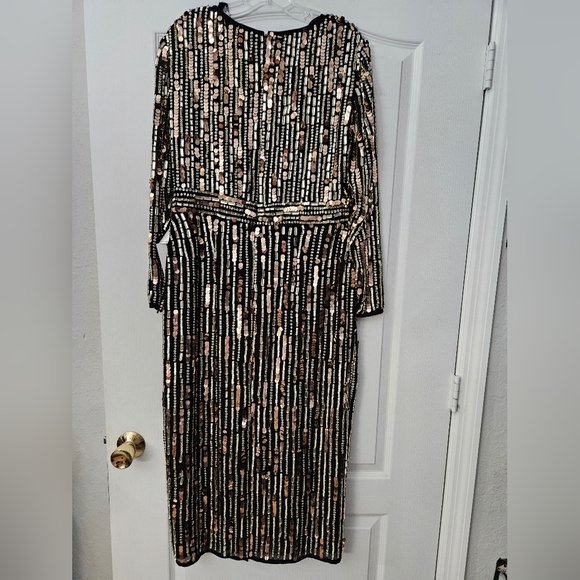 NWT Mac Duggal Black Long-Sleeve Embellished Midi-Dress 93590 SZ 10 - Picture 9 of 12